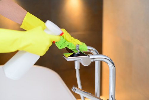 Local cleaning team preparing a TW1 flat for new occupants